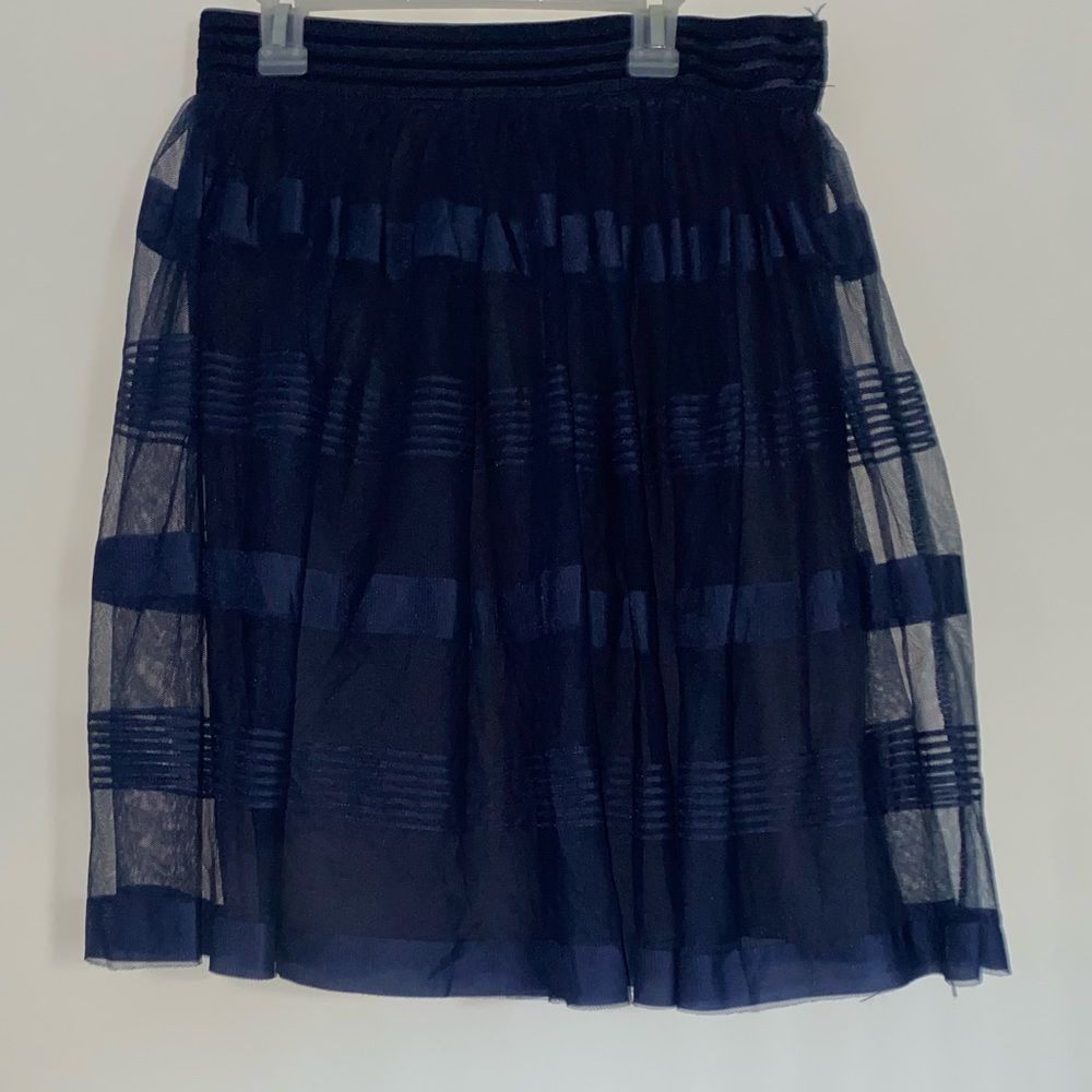 METRO WEAR Gorgeous Navy Skirt with Striped Mesh Overlay